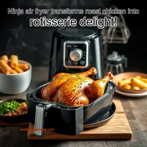 Read more about the article Ninja air fryer transforms roast chicken into rotisserie delight!